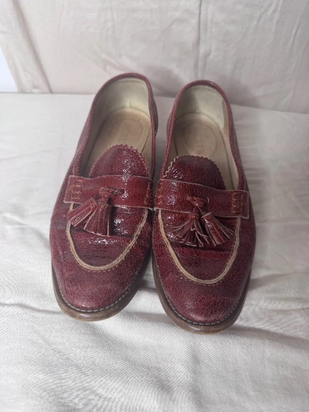 Red Burgundy Leather J. Crew Loafets